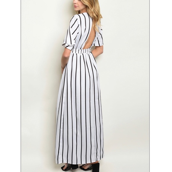 White Black Romper Wrap Maxi Skirt /Jumpsuit Dress - Picture 3 of 4